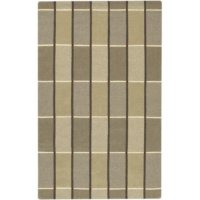 Hand crafted Brown Contemporary Bars Wool Geometric Rug (5 X 8)