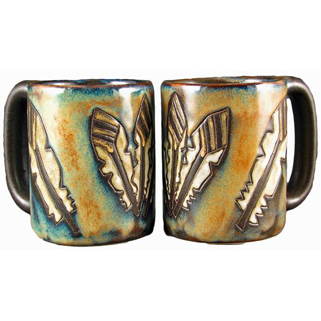 Set of 2 Mara Stoneware Turquoise 16-oz Desert Mugs (Mexico)