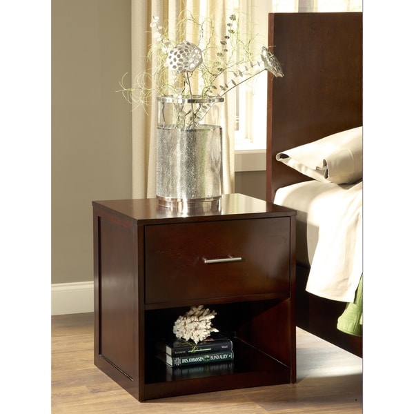 Broadway Black 2 drawer & Open Cubbie Nightstand