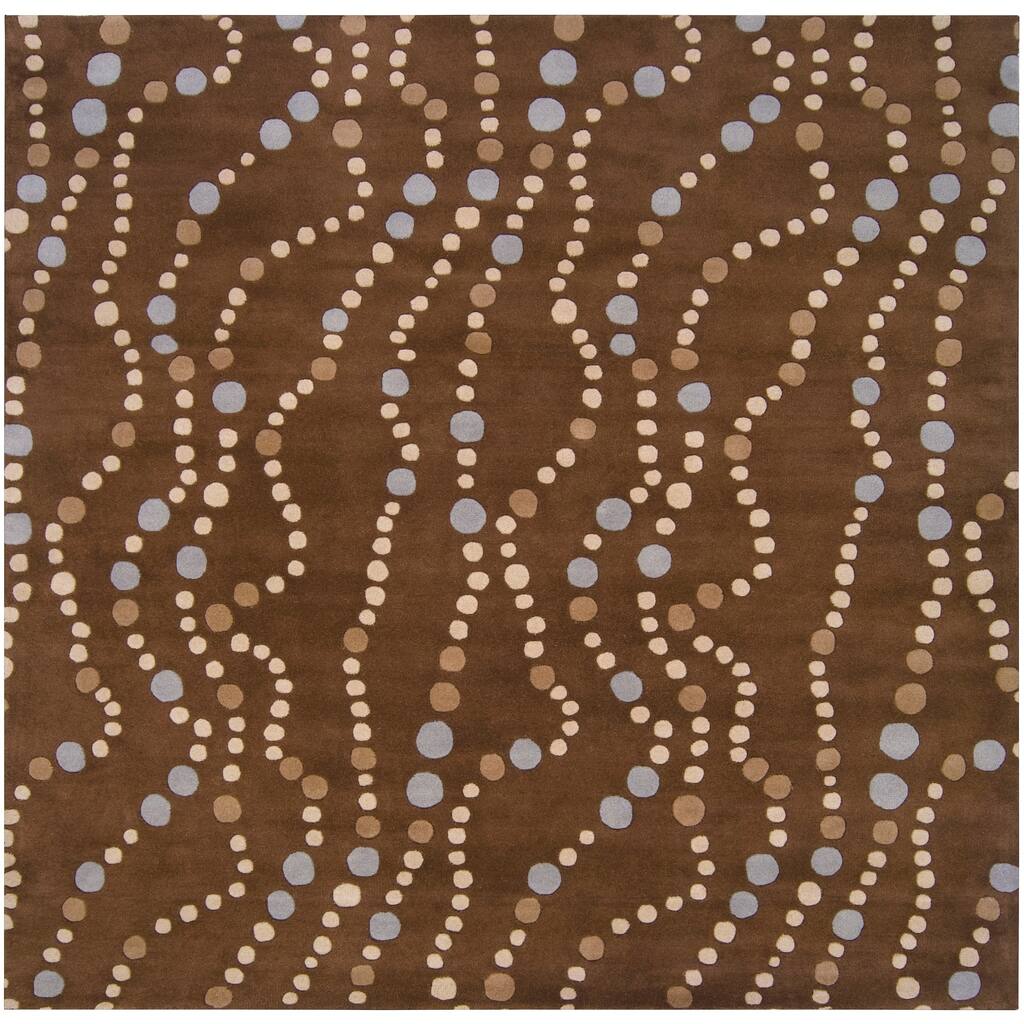 Hand-tufted Brown Contemporary Geometric Mayflower Wool Area Rug - 8' Square