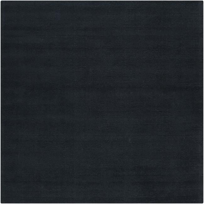 Hand crafted Navy Blue Solid Causal Ridges Dark Wool Rug (99 Square)