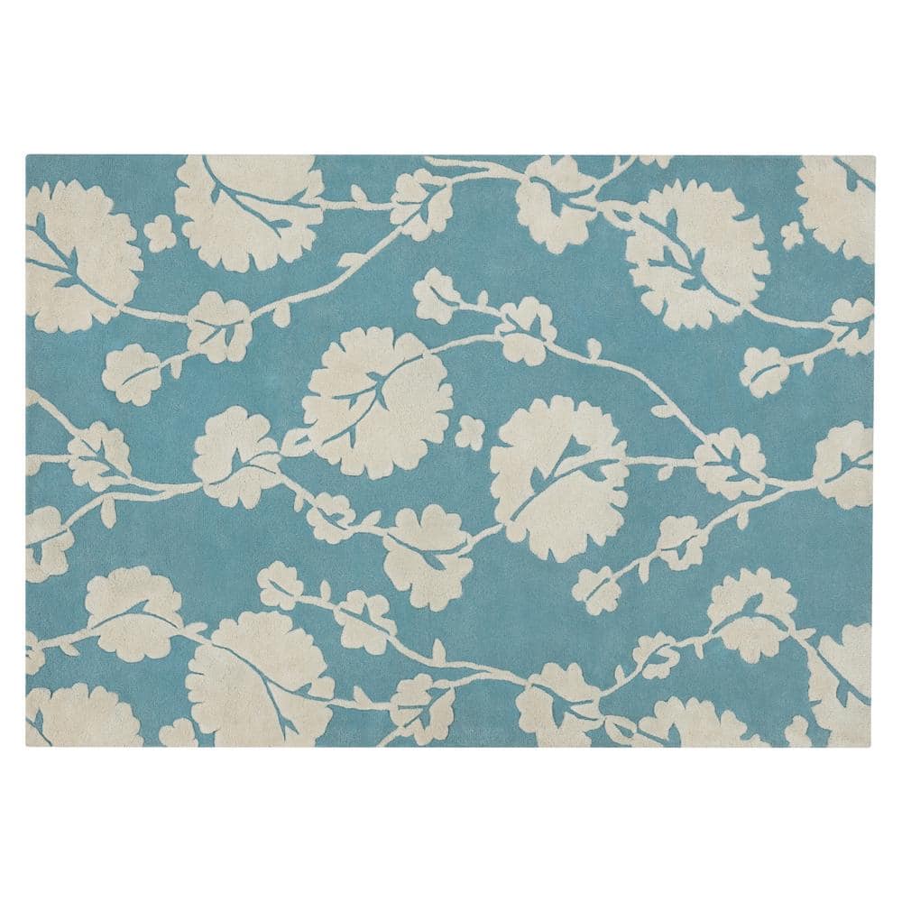 Amy Butler Blue Floral Hand-tufted New Zealand Wool Rug - 5' x 7'6"