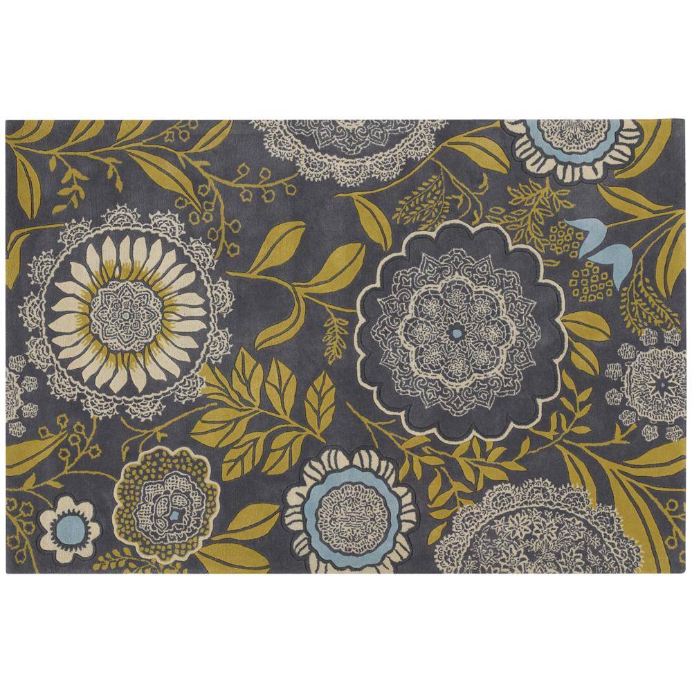 Amy Butler Grey Floral Hand-tufted New Zealand Wool Rug (7'9 x 10'6)