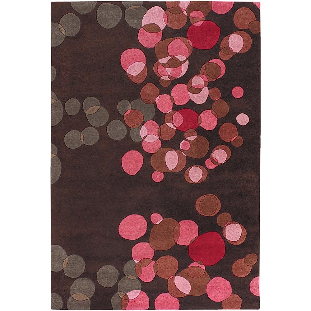 Avalisa Brown With Pink Geometric Hand tufted New Zealand Wool Rug (5 X 76)