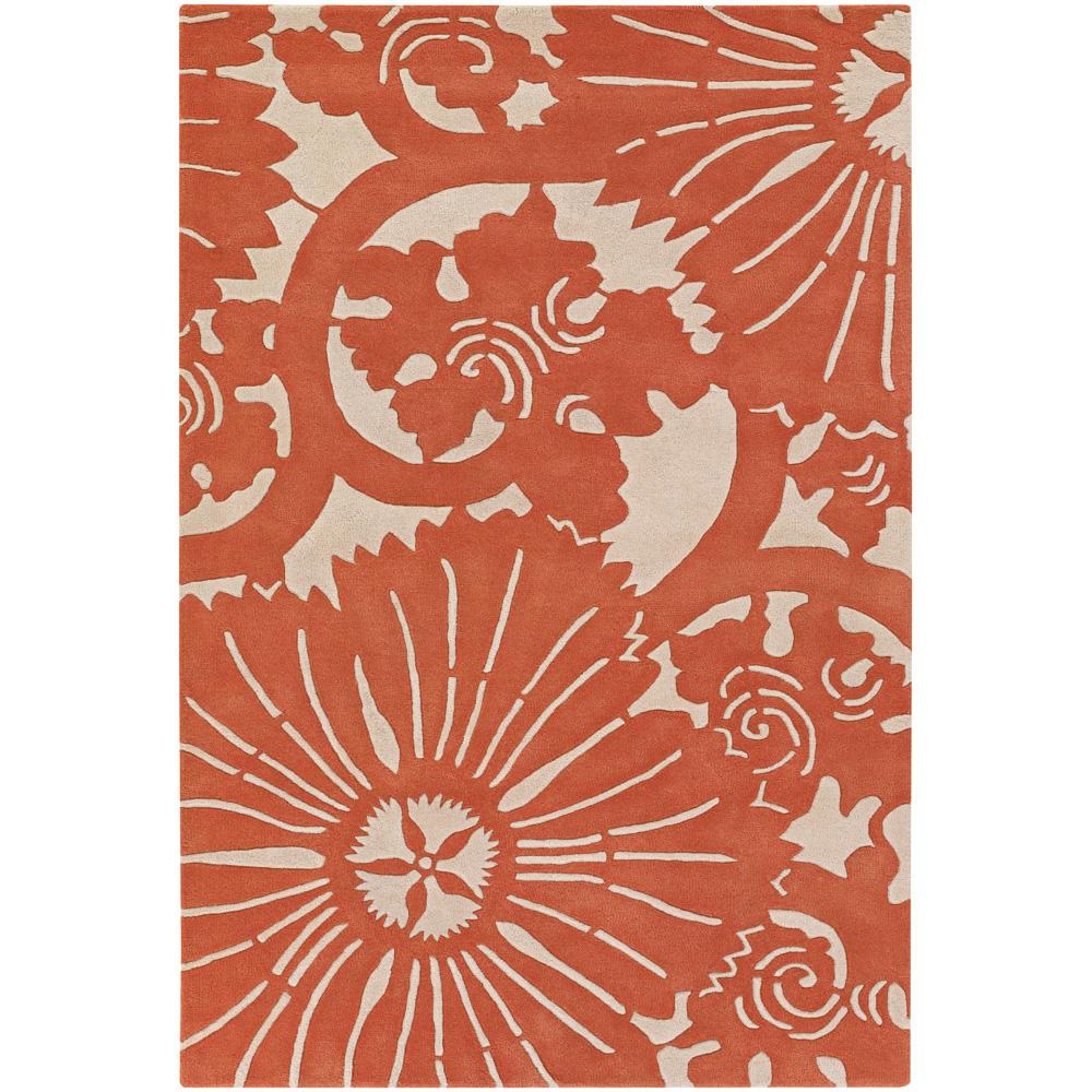 Counterfeit Studio Hand tufted Orange Geometric New Zealand Wool Rug (5 X 76)