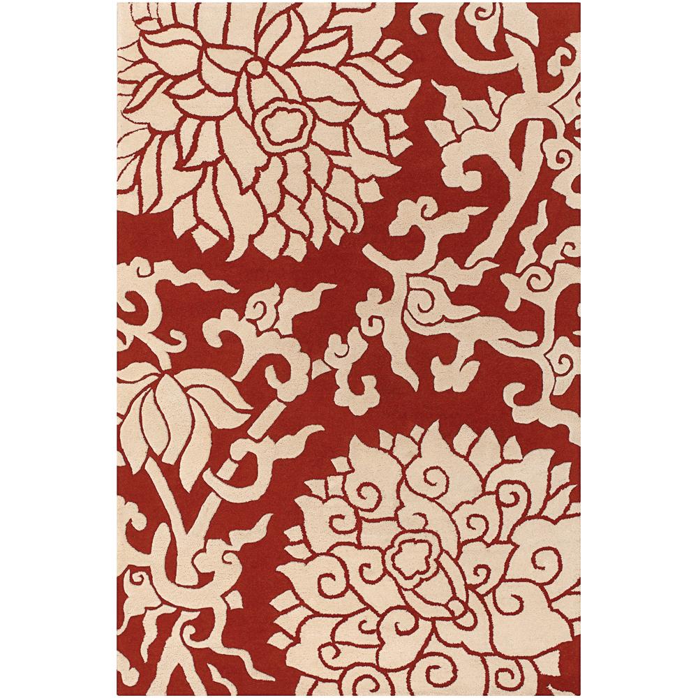 Thomaspaul Orange Floral Hand tufted New Zealand Wool Rug (5 X 76)