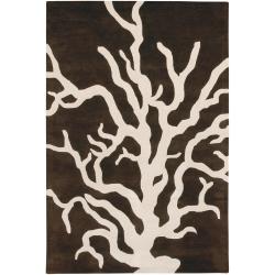 Thomaspaul Brown Floral Hand tufted New Zealand Wool Rug (7'9 x 10'6) Thomaspaul 7x9   10x14 Rugs