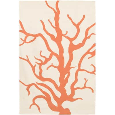 Artist's Loom Handmade Flatweave Transitional Floral Wool Rug - 5' x 7'6