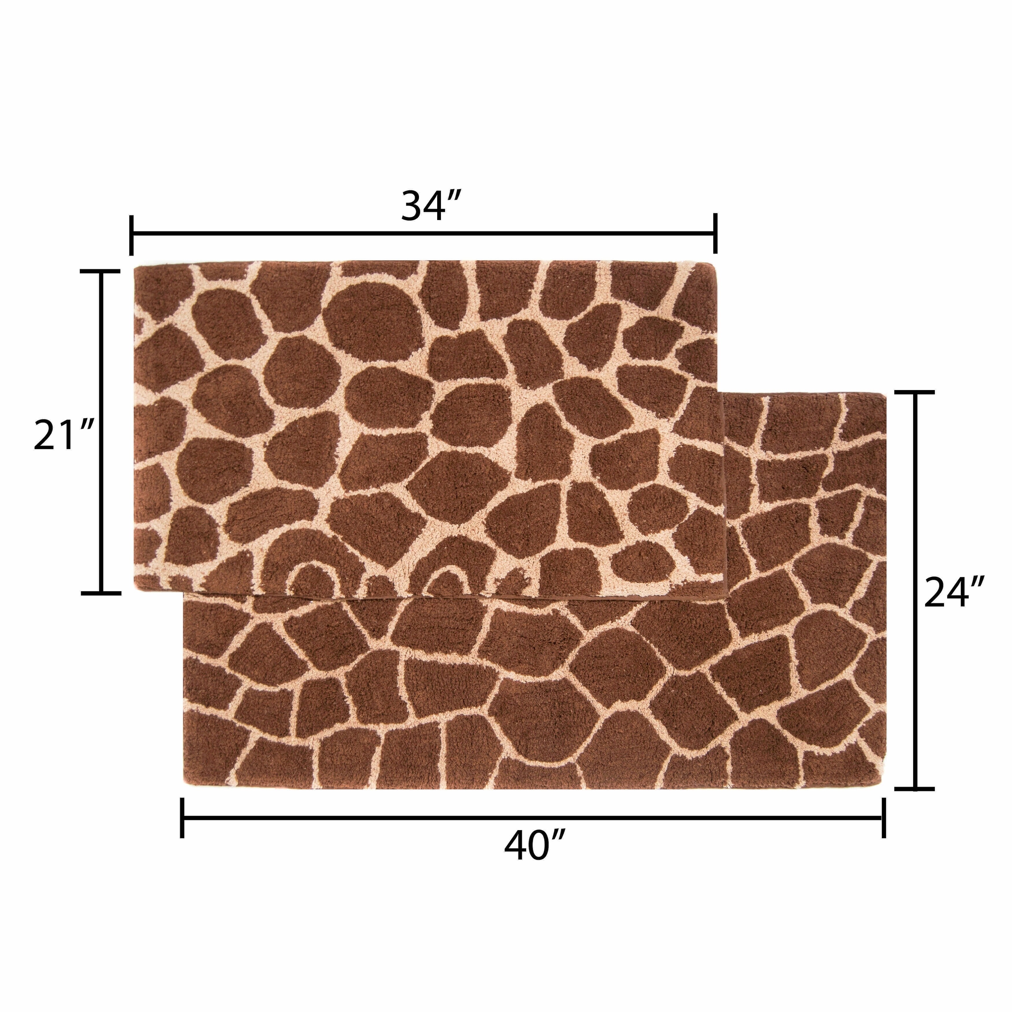 Shop Chesapeake Safari 2pc Chocolate Beige Giraffe Bath Rug Set