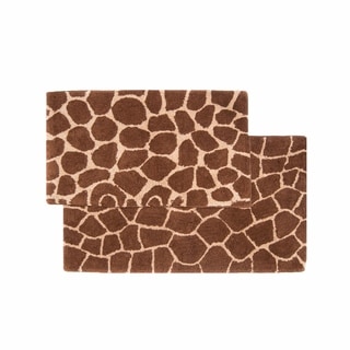 Chesapeake Safari 2pc Chocolate & Beige Giraffe Bath Rug Set