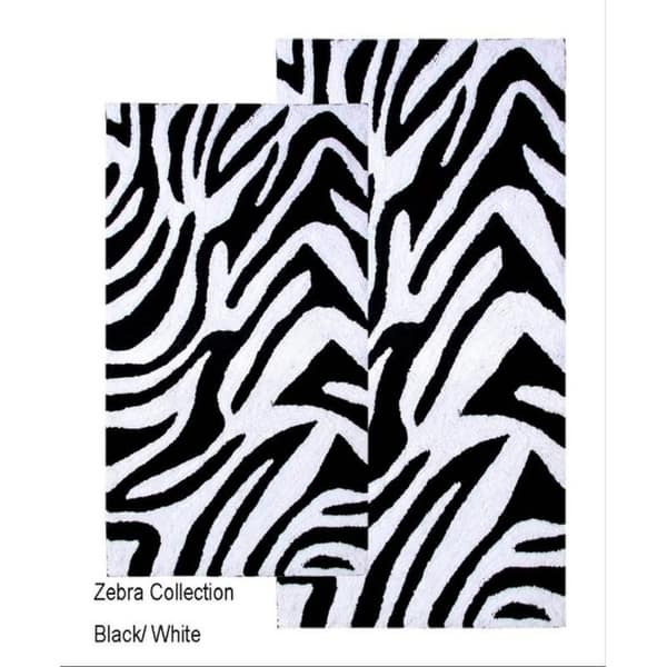 Chesapeake Safari 2pc Black White Zebra Bath Rug Set 21 X34 Black White Zebra Bath Rug Set 21 X34