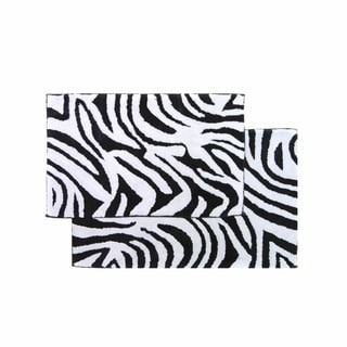 Chesapeake Safari 2pc Black &White Zebra Bath Rug Set(21"x34"&24"x40 ...