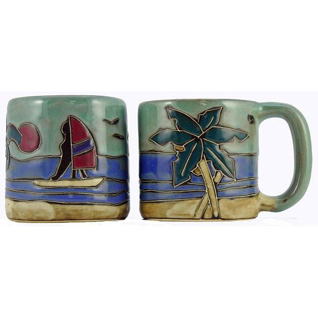Set of 2 Mara Stoneware 16-oz Palm Trees Mugs (Mexico)