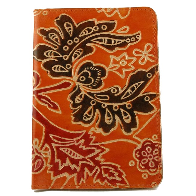 Handmade Leather Tangerine Vines Passport Cover (India) Free Shipping