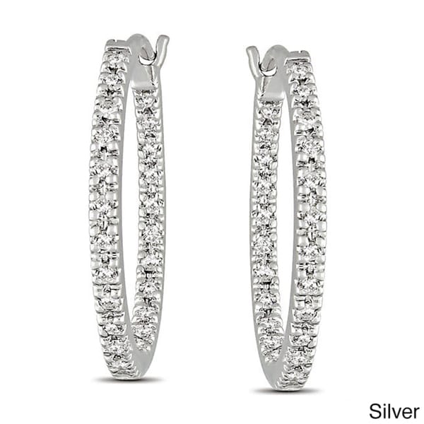 Haylee Jewels Sterling Silver 1/4ct TDW Diamond Hoop Earrings (G H, I2
