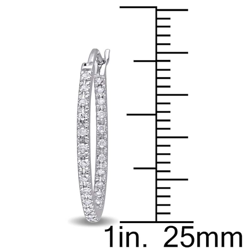 Miadora Sterling Silver 1/4ct TDW Diamond Hoop Earrings