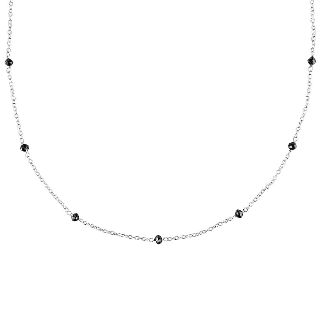 Miadora Sterling Silver 1ct TDW Black Diamond Station Necklace