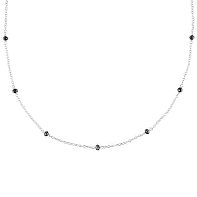 Miadora Sterling Silver 1ct TDW Black Diamond Station Necklace