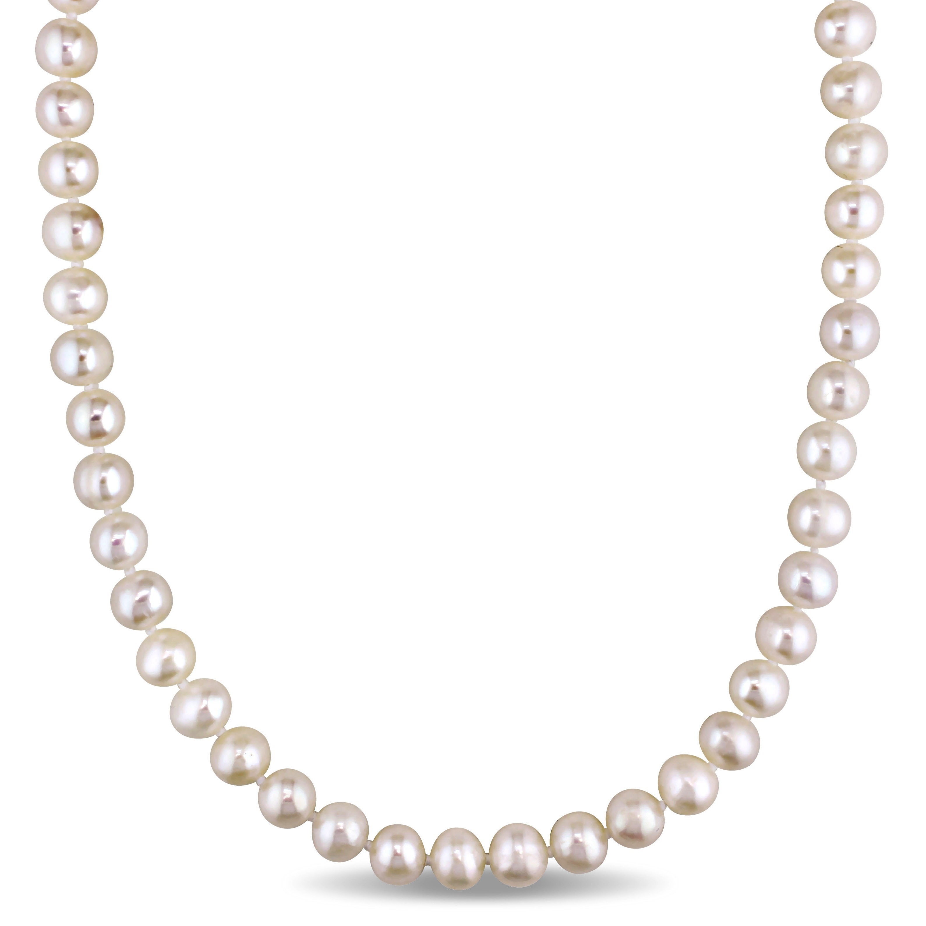 Miadora White Cultured Freshwater Pearl Endless 36-inch Necklace (7.5-8 mm)