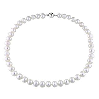 Miadora White 7-7.5mm Cultured Freshwater Pearl Necklace (16-24 inch ...
