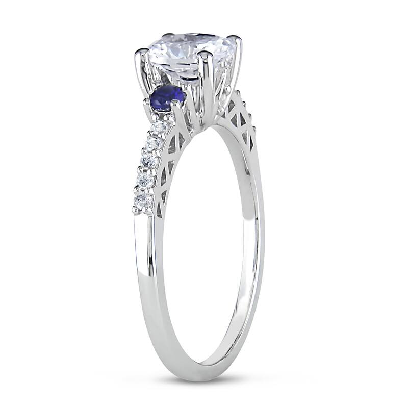 Miadora 10K Gold 1/10ct TDW Diamond and Created Sapphire Ring