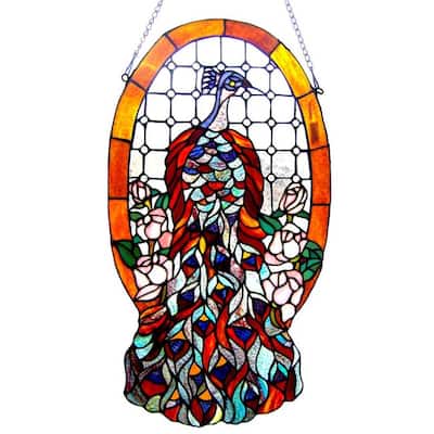 Chloe Tiffany-style Peacock Window Panel