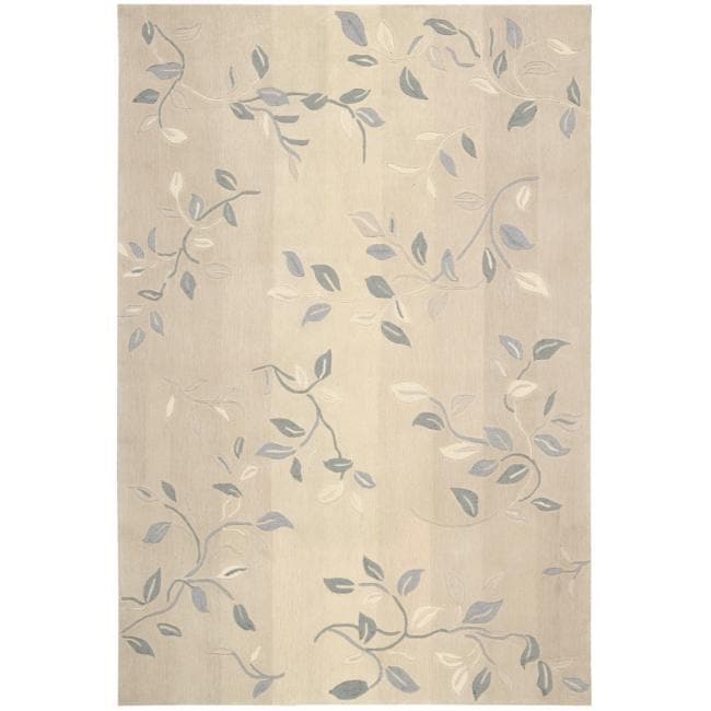 Nourison Hand tufted Contours Cream Rug With Leaf Pattern (73 X 93)