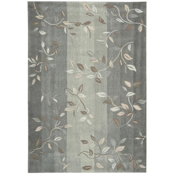 Nourison Hand tufted Contours Aqua/Grey Stone Rug (7'3 x 9'3) Nourison 7x9   10x14 Rugs