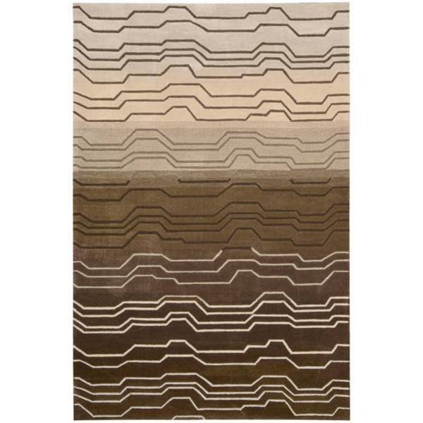 Nourison Contour Modern Abstract Wave Contemporary Hand-tufted Area Rug - 5' x 7'6" - Beige