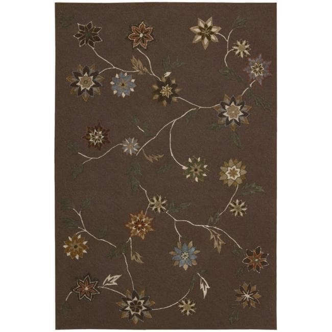 Nourison Contour Floral Nature Inspired Brown Hand-tufted Area Rug