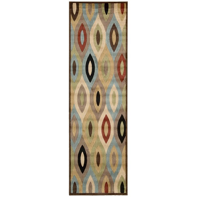 Nourison Monaco Beige Geometric Rug (2'3 x 7'6)