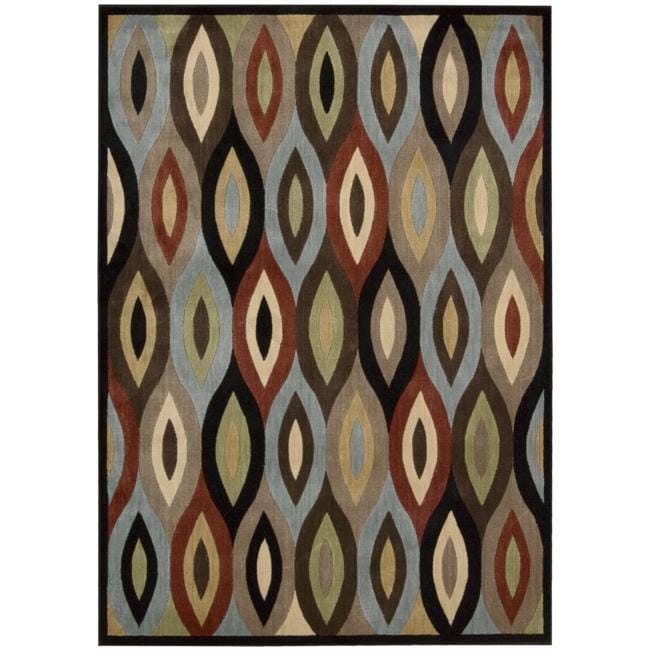 Nourison Monaco Brown Geometric Area Rug (53 X 75)