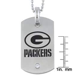 Shop Stainless Steel Cubic Zirconia Green Bay Packers Dog Tag Overstock 5660170