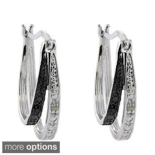 Sterling Silver Black And White Double Hoop Earrings With Sterling Silver Black And White Double Hoop Earrings With Diamond Accent On Free Shipping Orders Over 45 5660445