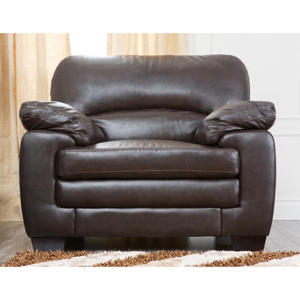 Abbyson Living Charleston Premium Top grain Leather Armchair Abbyson Living Chairs