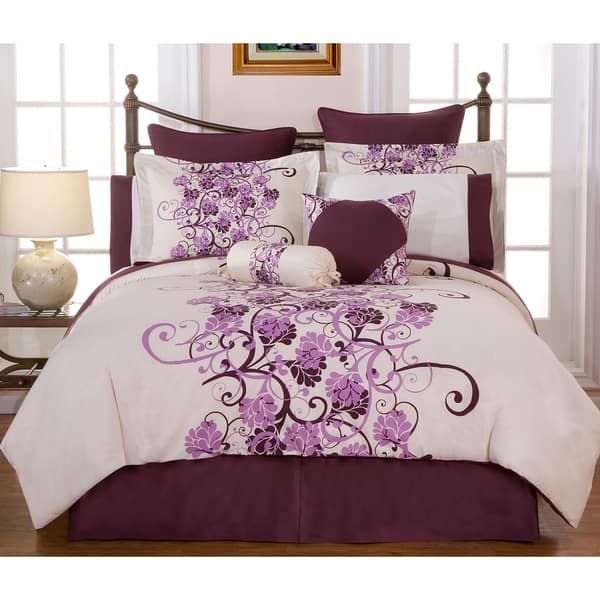 Shop Grapevine King Size 3 Piece Duvet Cover Set Purple