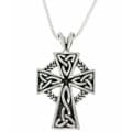 Sterling Silver Celtic Cross Trinity Knot Pendant on 18 Inch Chain Necklace