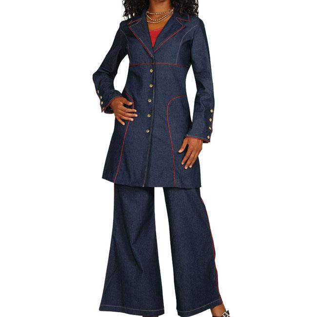 plus size denim pant suits