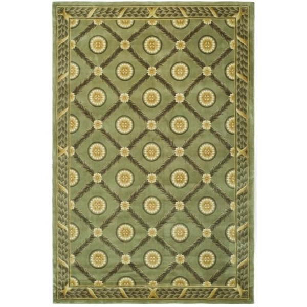 Shop Handmade Asian Handknotted Trellis Green Wool Rug 6' x 9' On