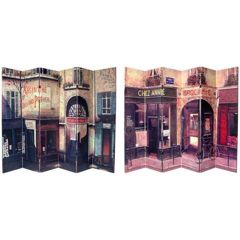 Handmade 6' Canvas Double-Sided French Cafe Room Divider - 70.8 x 94.5