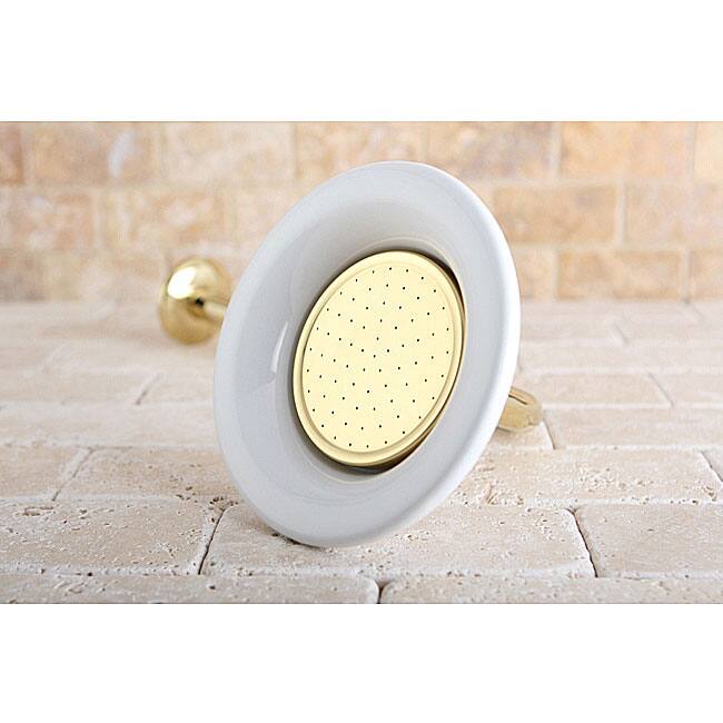 Victorian Sunflower Polished Brass Shower Head w/ Shower Arm