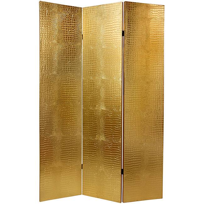 Faux Leather 6-foot Gold Crocodile Room Divider (China)