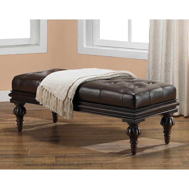 Tufted Bicast Leather Bench