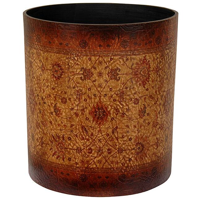 Handmade Old World Brown Baroque Waste Basket - 11.5"H x 10" Diameter