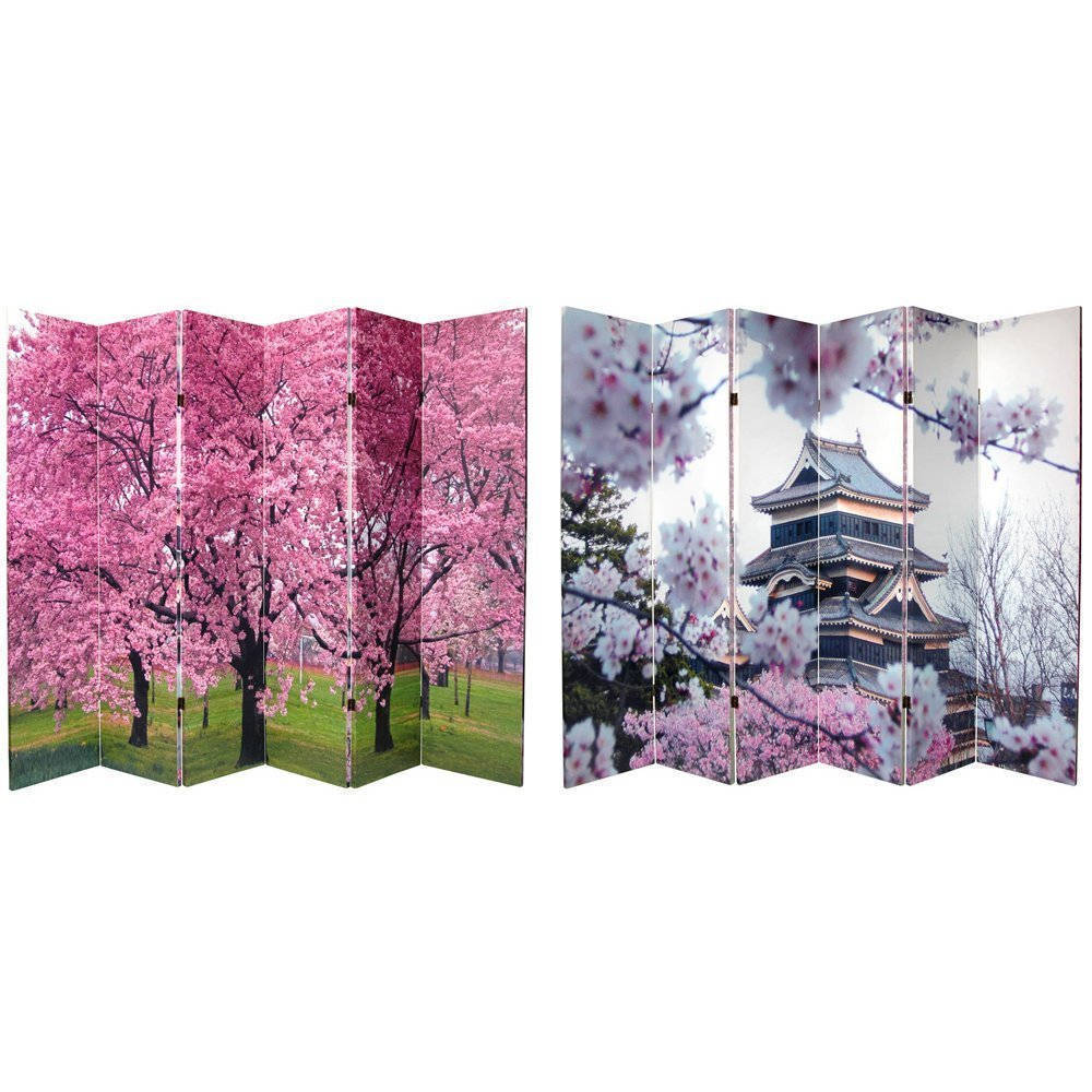Handmade 6' Canvas Cherry Blossoms Room Divider Pink eBay