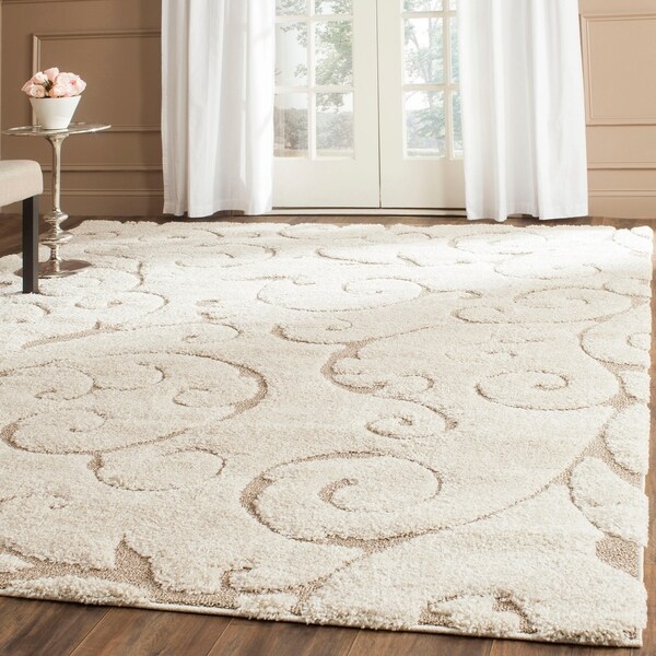 Safavieh Florida Shag Scrollwork Elegance Cream/ Beige Rug - 8' x 10'