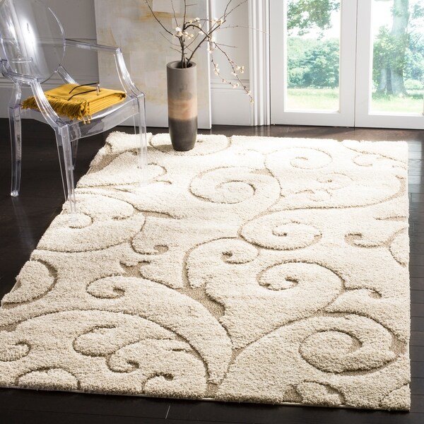 Safavieh Florida Shag Scrollwork Elegance Cream/ Beige Rug - 8' x 10'