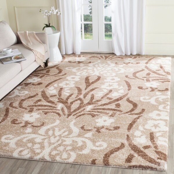 Safavieh Florida Shag Beige/ Cream Damask Area Rug - 8' x 10'