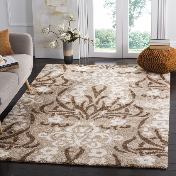 Safavieh Florida Shag Beige/ Cream Damask Area Rug - 8' x 10' - Free ...