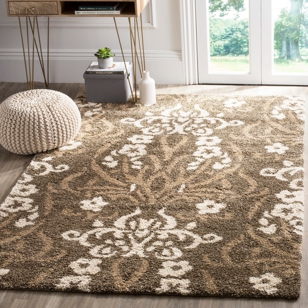 Shop Safavieh Florida Shag Smoke/ Beige Damask Area Rug - 8' x 10' - On ...